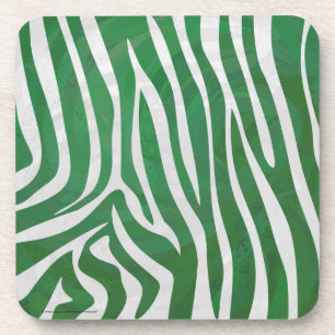 Zebra Green and White Print Coaster
