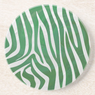Zebra Green and White Print Coaster