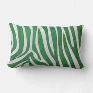 Zebra Green and White Print Lumbar Pillow
