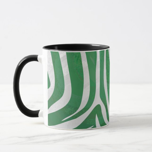 Zebra Green and White Print Mug (Left)