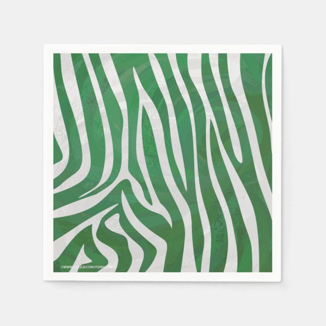 Zebra Green and White Print Napkin (Front)