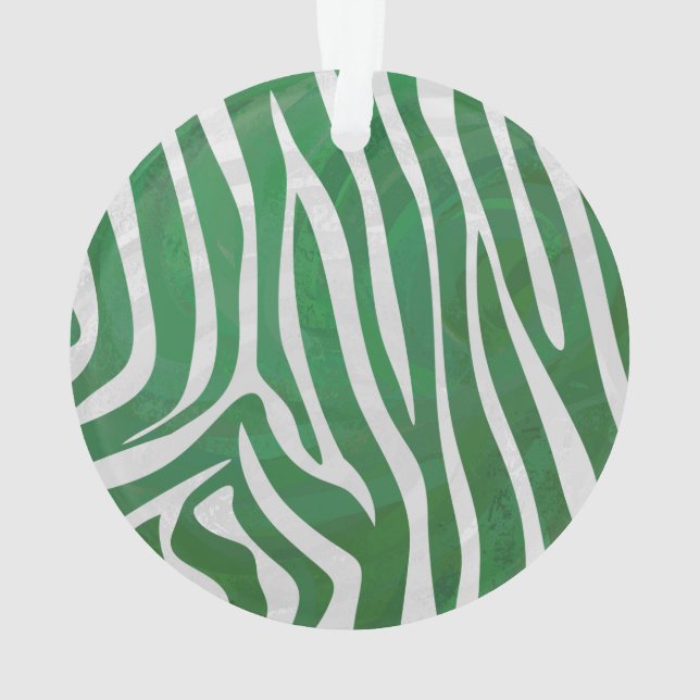 Zebra Green and White Print Ornament (Back)