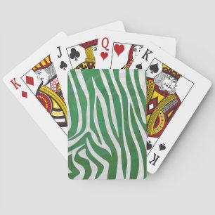 Zebra Green and White Print Playing Cards