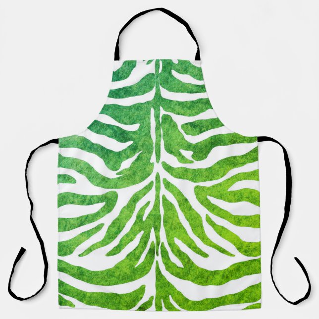 Zebra green print Apron (Front)