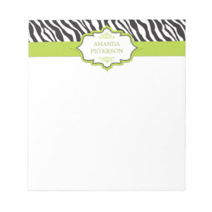 Zebra Green Ribbon Notepad