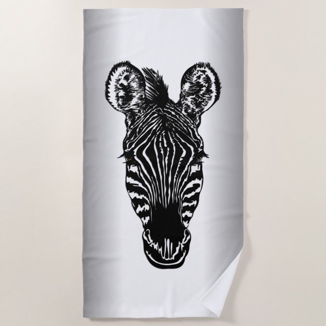 Zebra Head Beach Towel (Front)