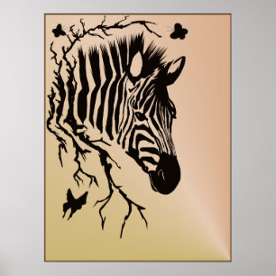 Zebra Head Design Poster