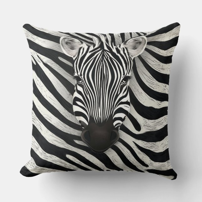 Zebra Head For Sofa Bed Decor Throw Pillow (Front)
