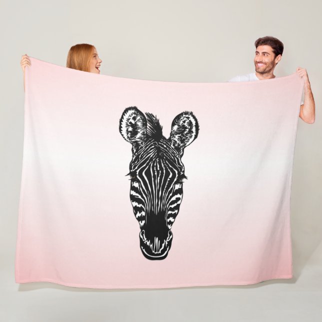 Zebra Head on Pink Fleece Blanket (In Situ)