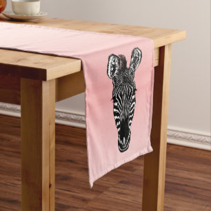 Zebra Head on Pink Long Table Runner