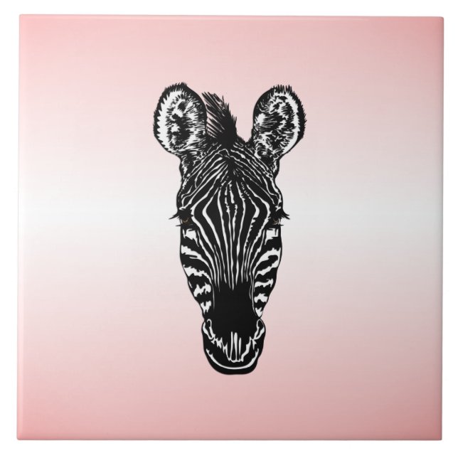 Zebra Head on Pink Tile (Front)