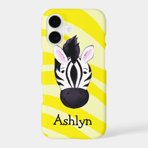 Zebra head on yellow print custom name