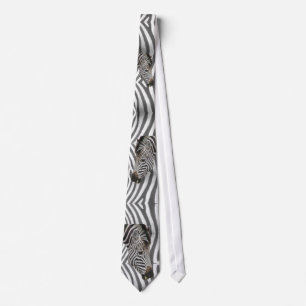 Zebra head on zebra stripes tie