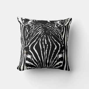 Zebra Head Throw Pillow