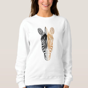 Zebra Head Zebra Face Half Copper Zebra Head Sweatshirt