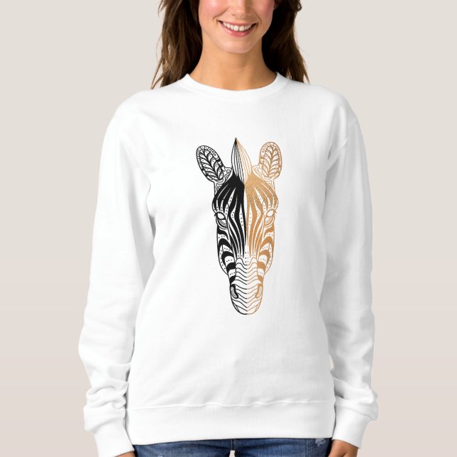 Zebra Head Zebra Face Half Copper Zebra Head Sweatshirt (Front)