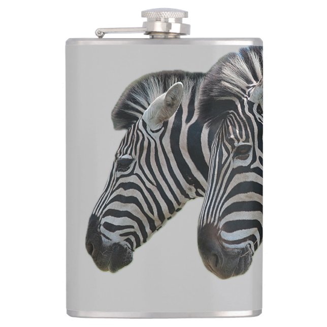 Zebra Heads  Hip Flask (Front)