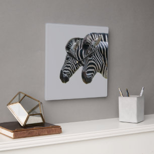 Zebra Heads Square Wall Clock