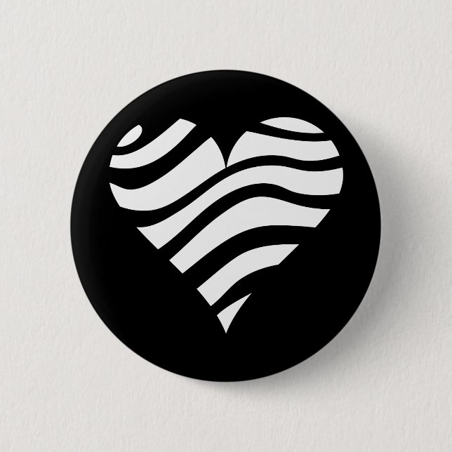 Zebra Heart 2 Inch Round Button (Front)
