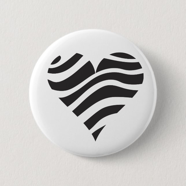 Zebra Heart 2 Inch Round Button (Front)