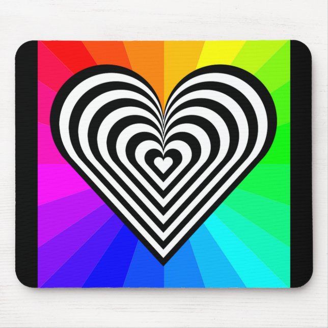 ZEBRA HEART RAINBOW PATTERN MOUSE PAD (Front)