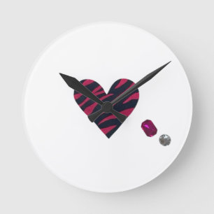 Zebra-heart Round Clock