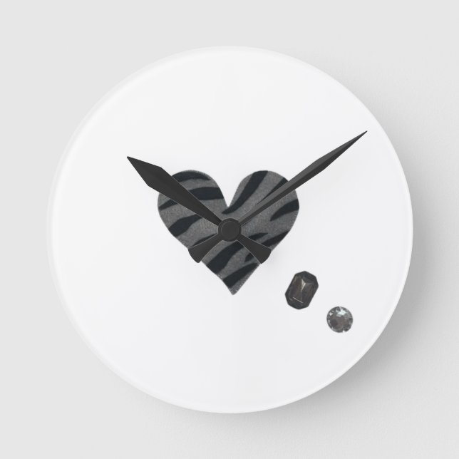 Zebra-heart Round Clock (Front)