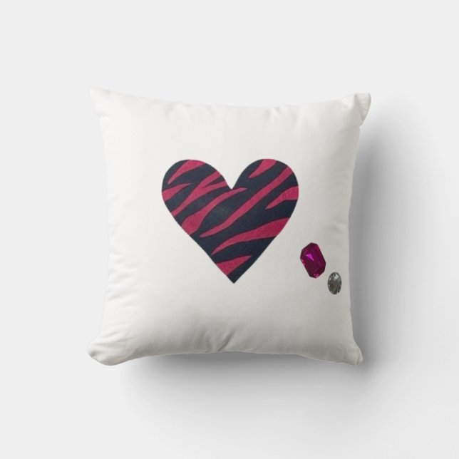 Zebra-heart Throw Pillow (Front)