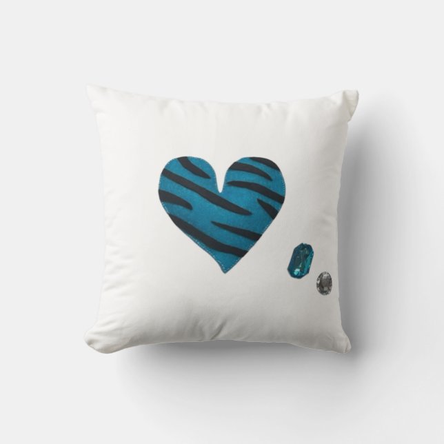 Zebra Heart Throw Pillow (Front)