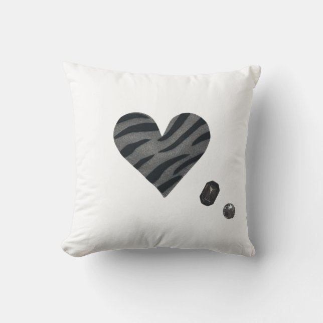 Zebra-heart Throw Pillow (Front)