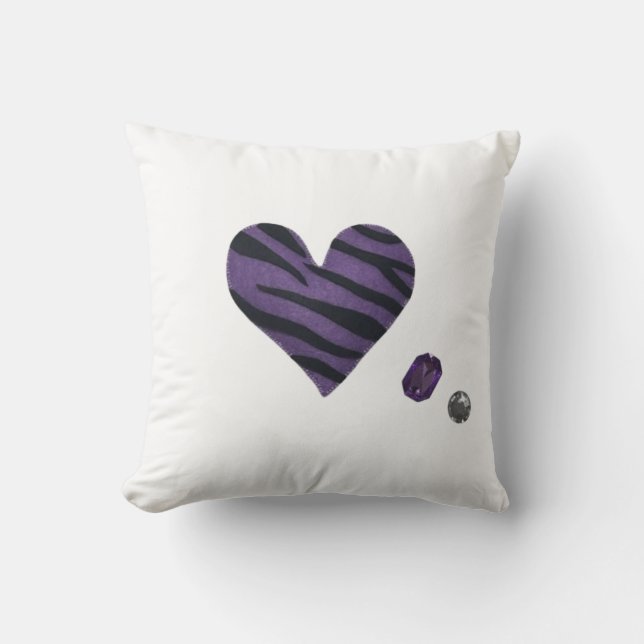 Zebra Heart Throw Pillow (Front)