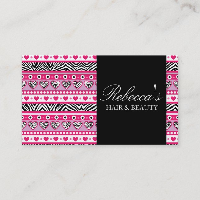 Zebra Hearts Design Business Card (Front)