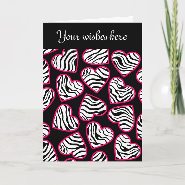 Zebra hearts Design Greeting Card (Front)