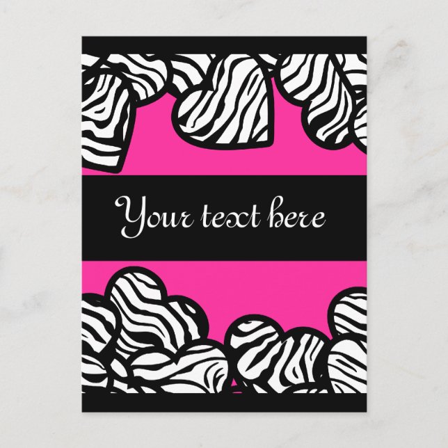 Zebra hearts Design Postcard (Front)