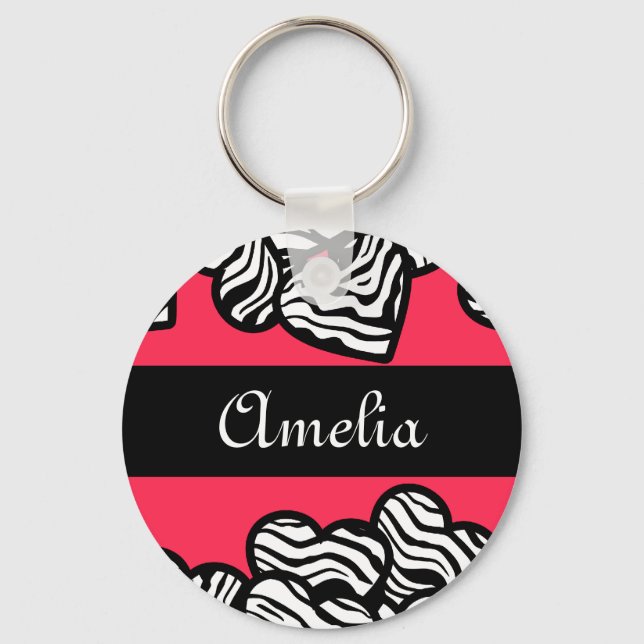 Zebra hearts Keychain (Front)