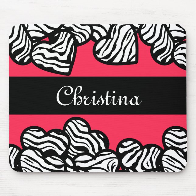 Zebra hearts mousepad (Front)