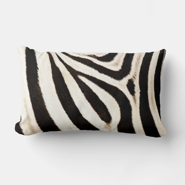 Zebra Hide, Faux Fur, Wide Stripe Lumbar Lumbar Pillow (Front)