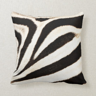 Zebra Hide, Faux Fur, Wide Stripe Throw Pillow