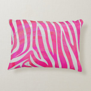 Zebra Hot Pink and White Print Accent Pillow