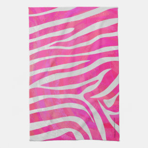 Zebra Hot Pink and White Print Kitchen Towel