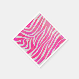 Zebra Hot Pink and White Print Napkin