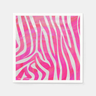 Zebra Hot Pink and White Print Napkin