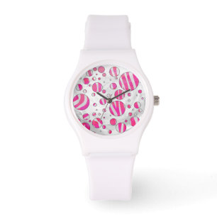 Zebra Hot Pink and White Print Watch