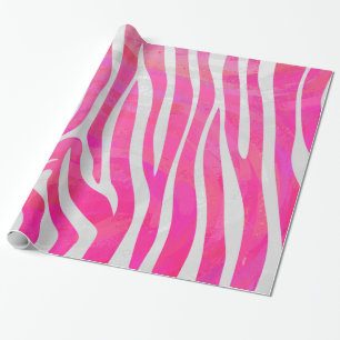 Zebra Hot Pink and White Print Wrapping Paper