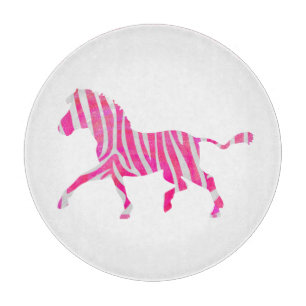 Zebra Hot Pink and White Silhouette Cutting Board