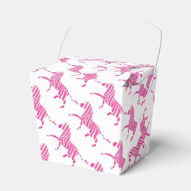 Zebra Hot Pink and White Silhouette Favor Box (Front Side)