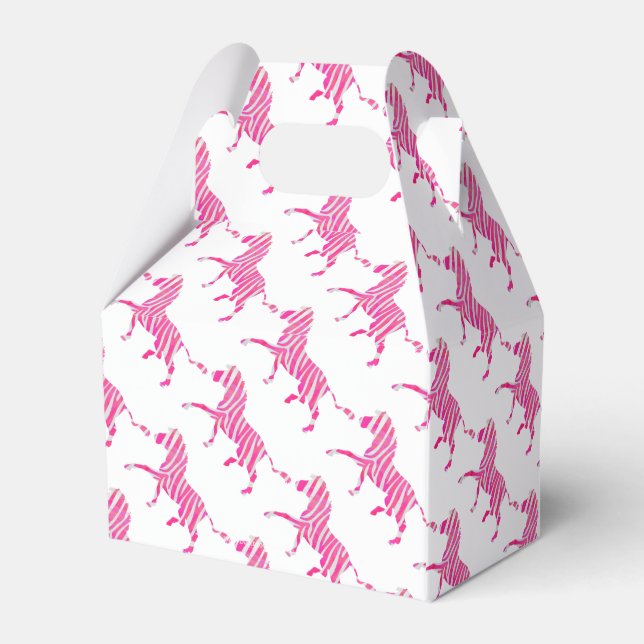 Zebra Hot Pink and White Silhouette Favor Box (Back Side)