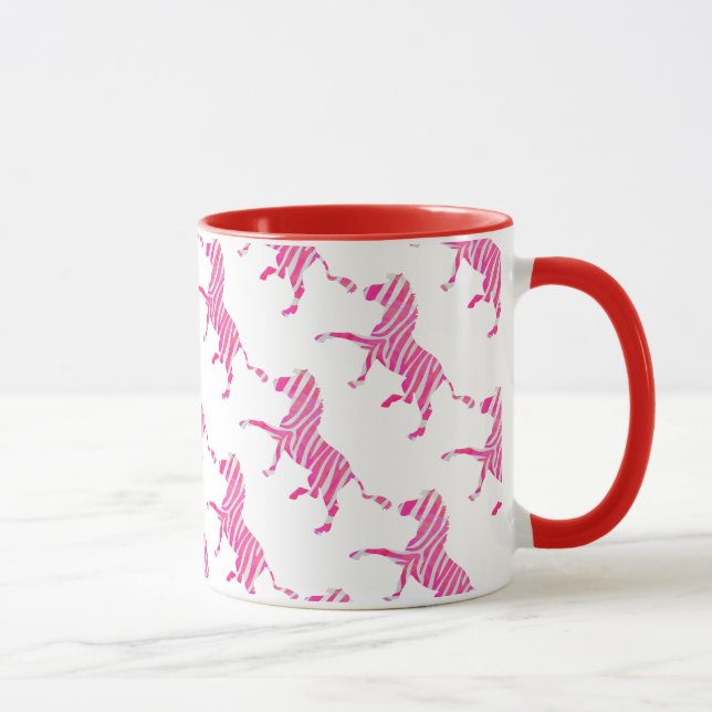 Zebra Hot Pink and White Silhouette Mug (Right)