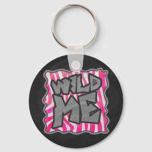 Zebra Hot Pink and White Wild Me Keychain