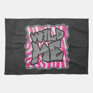 Zebra Hot Pink and White Wild Me Kitchen Towel